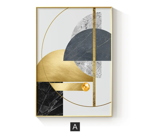 H38996c51344447d2a8d6cb1e76e65e0cZ 3 Pièces Art Mural Gris Doré