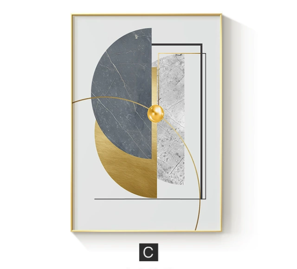 H5e94366e9f234a3aa991c2277c005ef5L 3 Pièces Art Mural Gris Doré