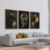 H99d216b6deb842f4b8fa2094e5e23bb7D Triptyque Femme Africaine Noir Doré