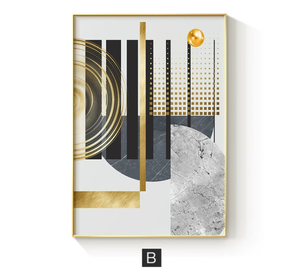 Hc0f05e4460634d6dba423f37c425d437y 3 Pièces Art Mural Gris Doré