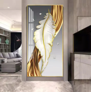 He16f54ce25a2483c9b1ada63e7681b52G Élégant Tableau Mural Gris et Doré 60x120 cm