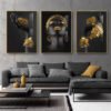 Hfe9593c3e39e40b895a3cfdf76cecd993 Triptyque Femme Africaine Noir Doré