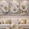 Élégance Florale Royale – Triptyque Luxe Doré