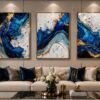 Screenshot Cadre Abstrait Marbre Bleu et Doré – Ensemble Luxe 3 Pièces 50x70 cm
