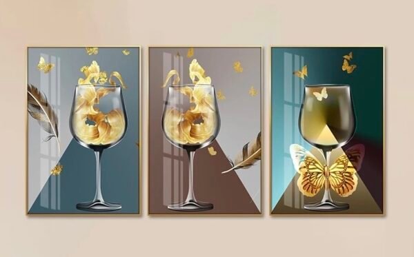 IMG_1299_Original Cadre Décoratif en Cristal Porcelaine – Verres Artistiques Dorés 50 x 70 cm (Lot de 3)