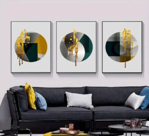 IMG_1514 Cadre Décoratif Cristal Porcelaine Triple Material – 50x70 cm – Design Luxe Moderne Noir, Blanc et Doré