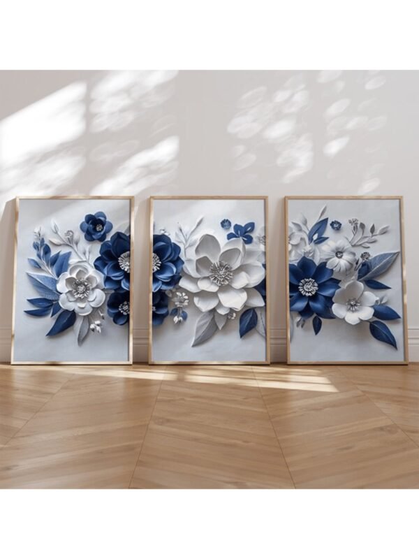IMG_6160 3-Piece Abstract Wall Art with Stunning Blue & White Design