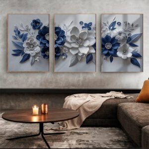 IMG_6165 3-Piece Abstract Wall Art with Stunning Blue & White Design