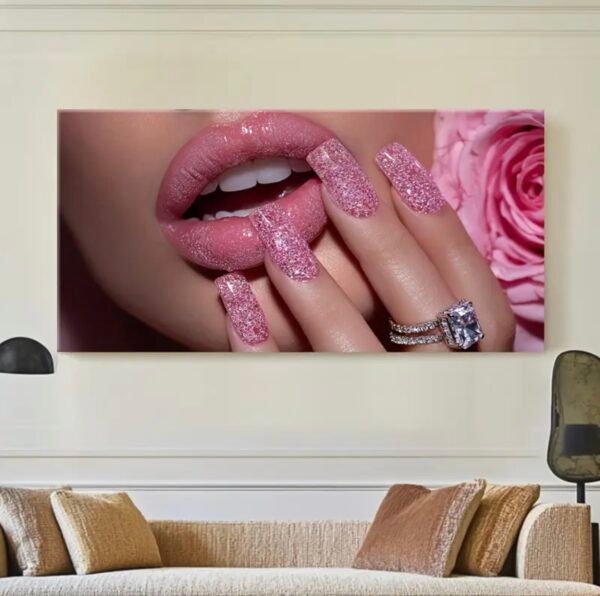 💋 Cadre Toile Canvas Glamour Rose & Élégance – 60 x 120 cm