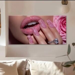 💋 Cadre Toile Canvas Glamour Rose & Élégance – 60 x 120 cm