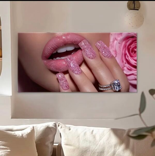 💋 Cadre Toile Canvas Glamour Rose & Élégance – 60 x 120 cm