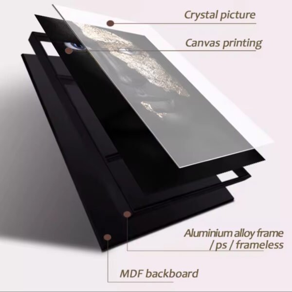 Cadres Muraux Cristal Porcelaine en Diamant – Ensemble 2 Pièces 50 x 70 cm | Art Moderne Luxe | Cadre Doré ou Noir