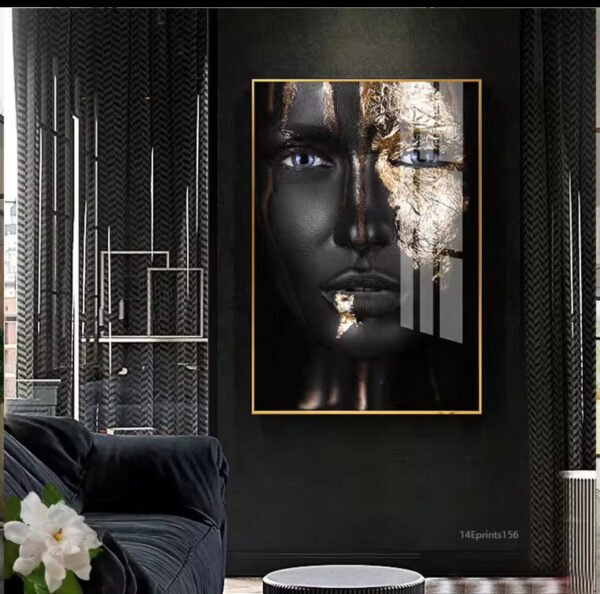 Femme Élégante Noir & Or | 70 x 100 cm | Cadre Noir