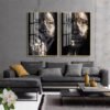 Cadres Muraux Cristal Porcelaine en Diamant – Ensemble 2 Pièces 50 x 70 cm | Art Moderne Luxe | Cadre Doré ou Noir