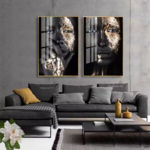 IMG_8414 Cadres Muraux Cristal Porcelaine en Diamant – Ensemble 2 Pièces 50 x 70 cm | Art Moderne Luxe | Cadre Doré ou Noir