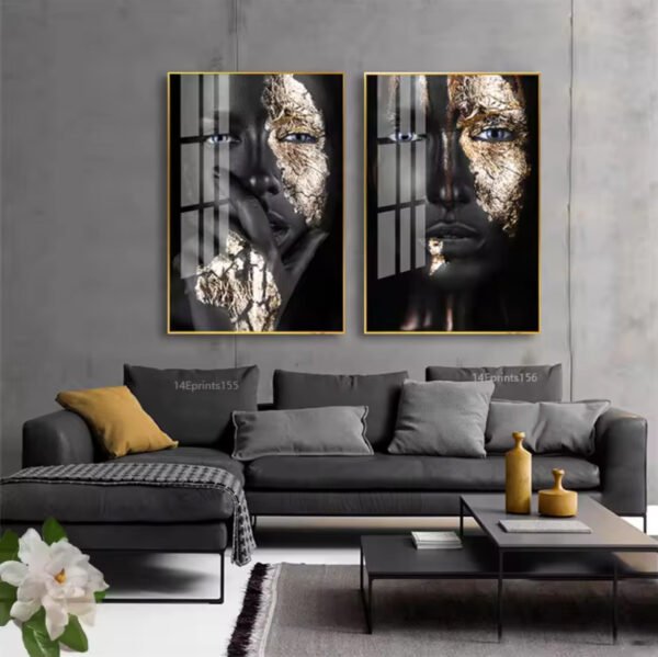 Cadres Muraux Cristal Porcelaine en Diamant – Ensemble 2 Pièces 50 x 70 cm | Art Moderne Luxe | Cadre Doré ou Noir