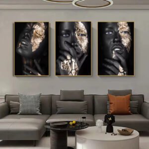 Mystère Noir & Or – Triptyque Artistique Luxe