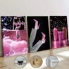 Cadre Décoratif sur Toile Canvas – Élégance Rose Glamour 45 x 60 cm (Lot de 3)