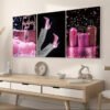 Cadre Décoratif sur Toile Canvas – Élégance Rose Glamour 45 x 60 cm (Lot de 3)