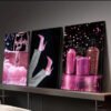 Cadre Décoratif sur Toile Canvas – Élégance Rose Glamour 45 x 60 cm (Lot de 3)
