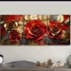 Cadre sur Toile Canvas Roses Rouges et Dorées – Ensemble Floral Élégant 50x70 cm