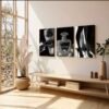 🖤 Ensemble de 3 Cadres Décoratifs Glamour Noir & Argent – Toile Canvas 18 x 24 pouces