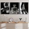 🖤 Ensemble de 3 Cadres Décoratifs Glamour Noir & Argent – Toile Canvas 18 x 24 pouces