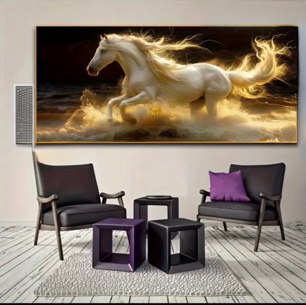 Screenshot Tableau Cheval Blanc Flamboyant 60 x 120 cm – Décoration Murale Moderne Luxe