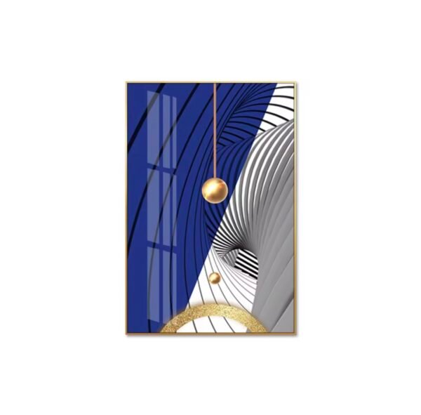 Screenshot Lot de 3 Cadres Muraux Modernes Bleu Royal et Doré – Cristal Porcelaine Effet Diamant – 50x70 cm
