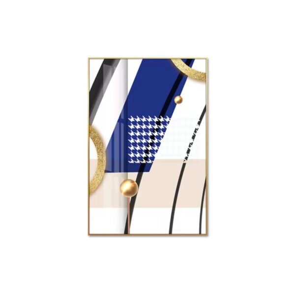 Screenshot Lot de 3 Cadres Muraux Modernes Bleu Royal et Doré – Cristal Porcelaine Effet Diamant – 50x70 cm