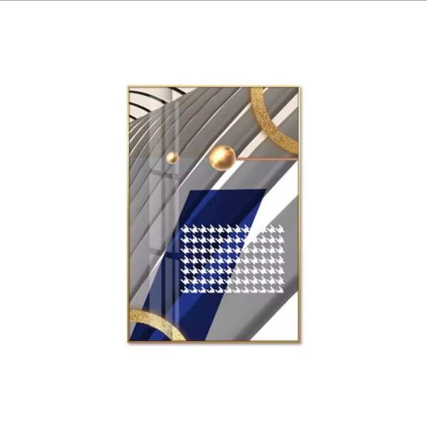 Screenshot Lot de 3 Cadres Muraux Modernes Bleu Royal et Doré – Cristal Porcelaine Effet Diamant – 50x70 cm