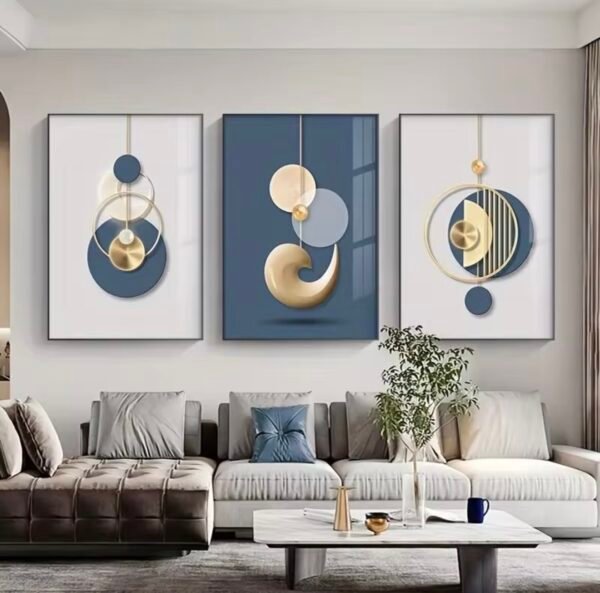 Screenshot Cadre Décoratif Cristal Porcelaine diamants 45x60cm – Art Moderne Bleu, Beige et Doré