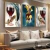 Cadre Décoratif en Cristal Porcelaine – Design Vin et Vase Moderne 50 x 70 cm | Cadre Noir