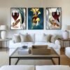 Cadre Décoratif en Cristal Porcelaine – Design Vin et Vase Moderne 50 x 70 cm | Cadre Noir