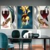 Cadre Décoratif en Cristal Porcelaine – Design Vin et Vase Moderne 50 x 70 cm | Cadre Noir