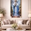 Cadre Religieux en Cristal Porcelaine Effet Diamant – Sainte Vierge Marie 60 x 120 cm | Cadre Doré