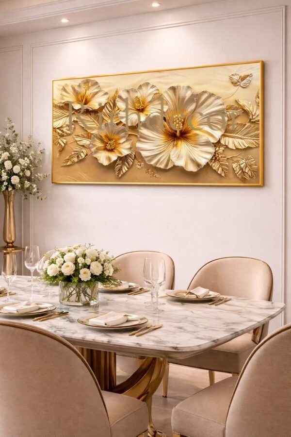 Cadre Décoratif Floral Luxe en Cristal Porcelaine – 60 x 120 cm