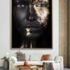 Femme Élégante Noir & Or | 70 x 100 cm | Cadre Noir
