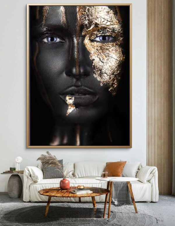 Femme Élégante Noir & Or | 70 x 100 cm | Cadre Noir