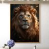 Lion Art Mural with Gold Frame