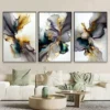 RITHDECOR  Triptyque Abstrait Moderne Luxe – Cadres Décoratifs Élégants blanc,mauve et Dore | Art Mural Contemporain pour Salon