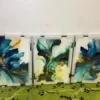 Triptyque Abstrait Bleu Luxe – Tableaux Décoratifs Modernes Effet Marbre et Aquarelle pour Salon Chic