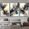 RITHDECOR  Triptyque Abstrait Moderne Luxe – Cadres Décoratifs Élégants blanc,mauve et Dore | Art Mural Contemporain pour Salon