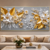 014CB765-6E1E-4A03-920D-CDBDED156687 1 piece Cadres Décoratifs Floraux en Cristal Porcelaine – 60 x 120 cm – Cadre Doré