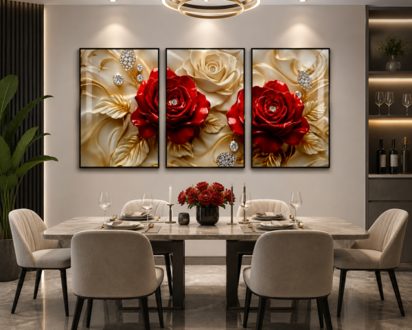 060078DC-5948-4D3B-9E6A-7C76AEA9B5CD Ensemble de 3 Cadres Décoratifs en Cristal Porcelaine – 45x60 cm – Cadre Noir