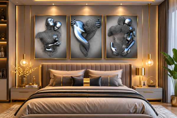 Ensemble de 3 Cadres Décoratifs Modernes en Cristal Porcelaine – 50 x 70 cm