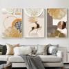 Cadres Décoratifs Muraux Modernes – Ensemble de 3 Pièces 50 x 70 cm | Design Luxe Doré