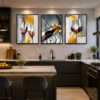 Ensemble de 3 Cadres Décoratifs Abstraits en Cristal Porcelaine