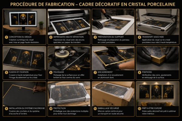 Femme Africaine Noir et Doré – Ensemble de Cadres Décoratifs en Cristal 45 x60 cm