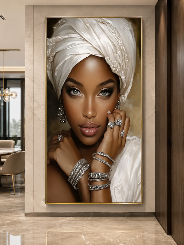Femme Africaine Élégance – Cadre Art Mural Luxe 60x120 cm